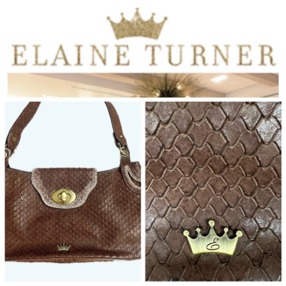 Elaine Turner Crocodile Embossed Leather Bag